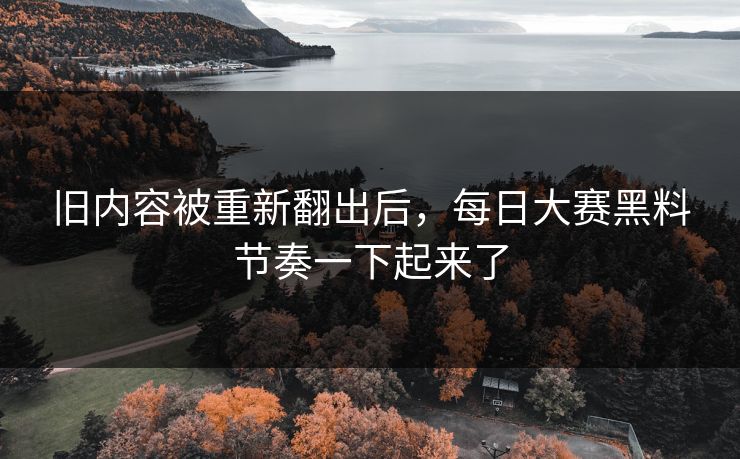 旧内容被重新翻出后，每日大赛黑料节奏一下起来了